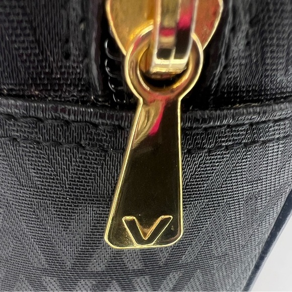 MARIO VALENTINO Black Leather V Logo Clutch/Cosmetic/Toiletry/Travel PVC Bag - Picture 8 of 11